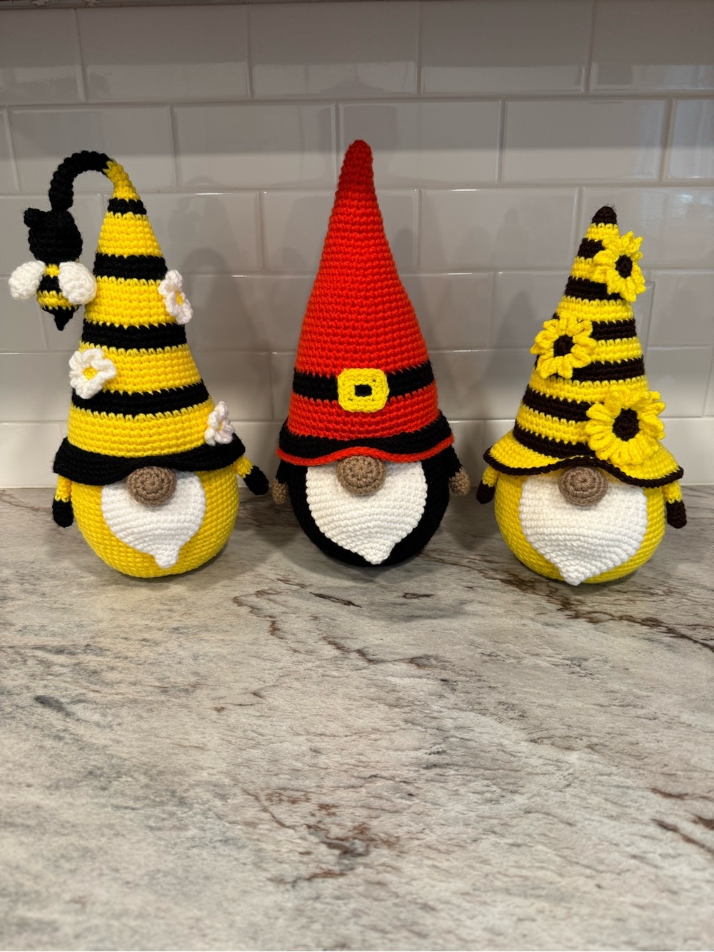 Handmade Yellow & Red Crochet Gnomes - Choose One Individual Gnome Per Order